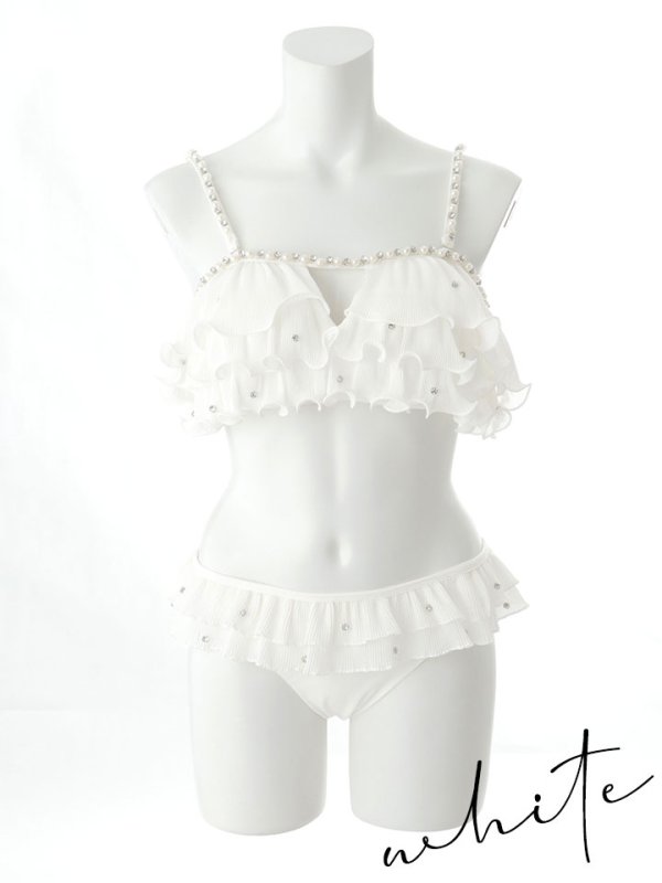 画像46: 【即日発送】【ビキニ】【水着】 ガーリーフリル×ビスチェ セットアップ ビキニ 2点セット[YMT] (46)