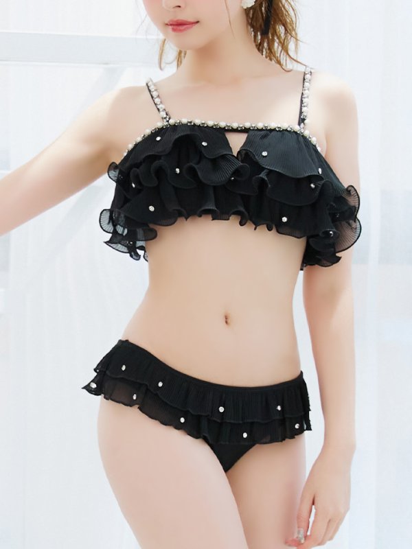 画像21: 【即日発送】【ビキニ】【水着】 ガーリーフリル×ビスチェ セットアップ ビキニ 2点セット[YMT] (21)