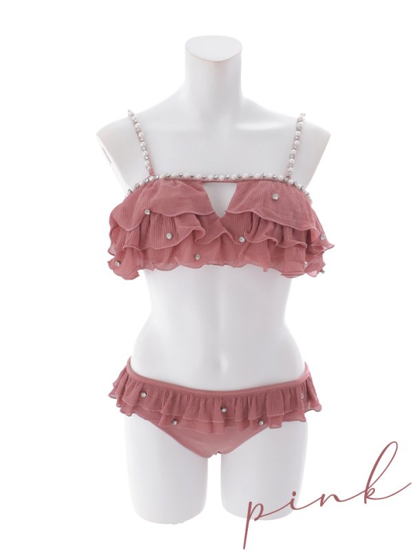 画像48: 【一部予約商品/6月上旬発送予定】【ビキニ】【水着】 ガーリーフリル×ビスチェ セットアップ ビキニ 2点セット[FB01] (48)