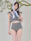 画像12: 【ビキニ】【水着】フリル×バイカラー・ハイウエストビキニ 2点セット 2点セット[FB01]【予約 /6月上旬発送予定】 (12)