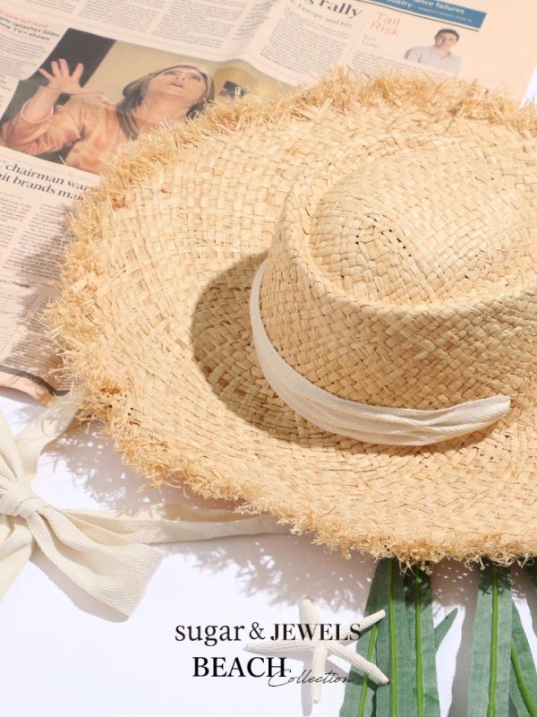 画像7: 【即日発送】【水着小物：帽子】麦わら帽子 / ハット / 帽子 / リボン [YMT] (7)