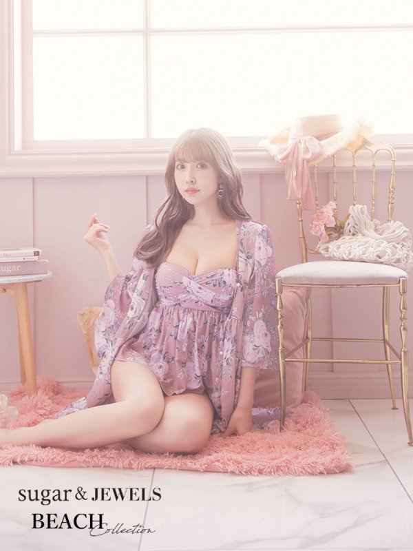 画像2: 【即日発送】【水着小物：カーディガン】アンティークフラワーカーディガン[FB01] (2)