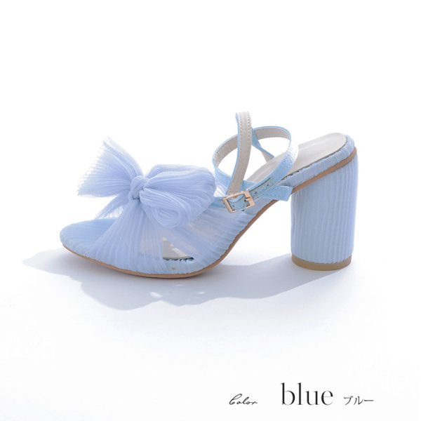 画像5: 【即日発送】【水着小物：ビーチサンダル】シフォンリボン/ ストラップ付きヒールサンダル[FB01] (5)