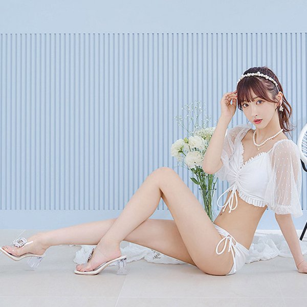 画像2: 【即日発送】【水着小物：ビーチサンダル】ビジューモチーフ付き/ クリアヒールサンダル[FB01] (2)