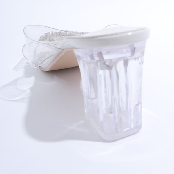 画像5: 【即日発送】【水着小物：ビーチサンダル】ビジューモチーフ付き/ クリアヒールサンダル[FB01] (5)