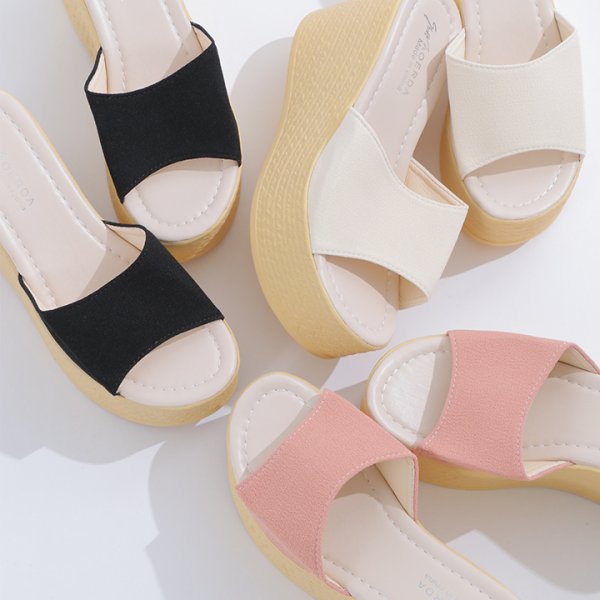 画像2: 【即日発送】【水着小物：ビーチサンダル】シンプルウェッジサンダル[YMT] (2)