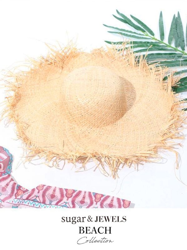 画像4: 【即日発送】【水着小物：帽子】麦わらフリンジストローハット [YMT] (4)