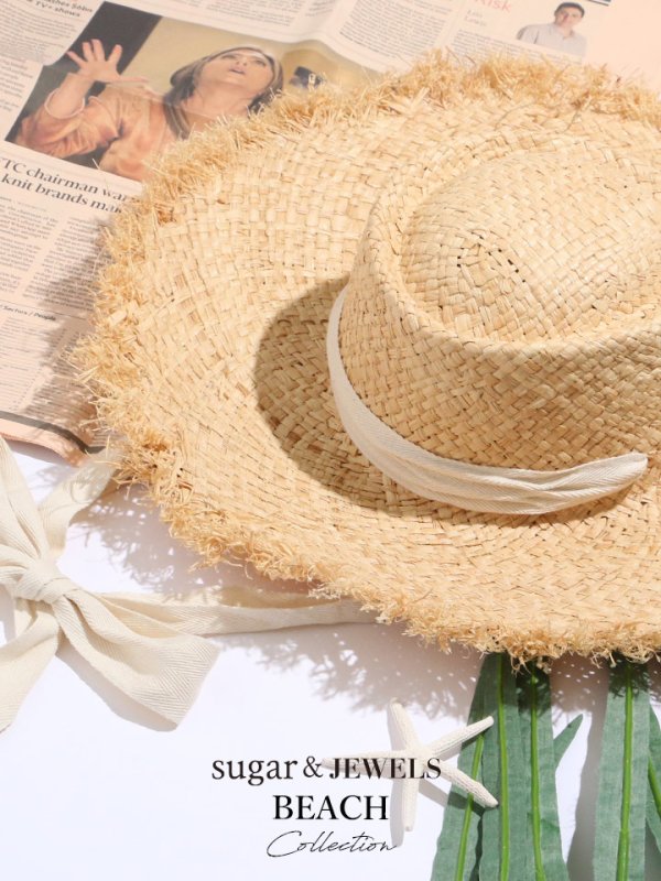 画像4: 【即日発送】【水着小物：帽子】麦わら帽子 / ハット / 帽子 / リボン  [YMT] (4)