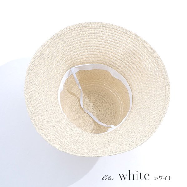 画像3: 【即日発送】【ビキニ】【水着小物：帽子】リボン付きシンプルストローハット[YMT] (3)