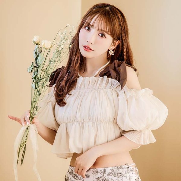 画像7: 【即日発送】【水着小物：カーディガン】シャーリング/オフショルトップス[YMT] (7)