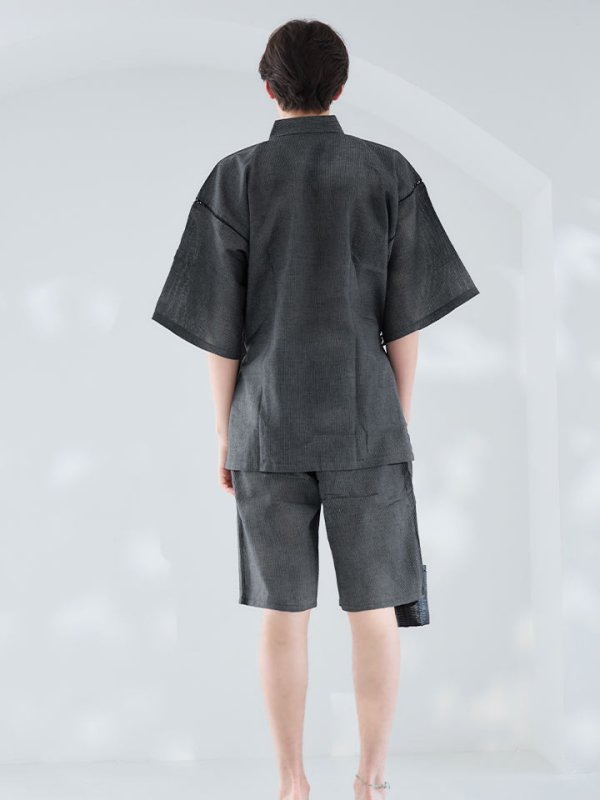 画像5: 【即日発送】【メンズ甚平】ダークグレー甚平【甚平・下駄セット】[OF04] (5)