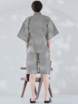 画像3: 【即日発送】【メンズ甚平】グレー地に縞模様甚平【甚平・下駄セット】[YMT] (3)