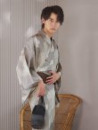 画像6: 【即日発送！】【メンズ浴衣】グレージュモザイク柄浴衣【浴衣・帯・下駄セット】OBI-MS-002-wk-4-WR (6)