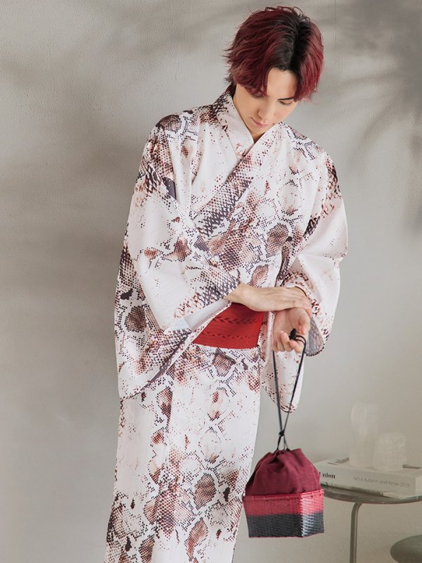 画像12: 【即日発送！】【メンズ浴衣】パイソン柄浴衣【浴衣３点セット 浴衣/帯/下駄】[YMT] (12)