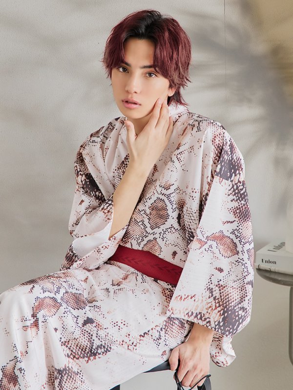 画像5: 【即日発送！】【メンズ浴衣】パイソン柄浴衣【浴衣３点セット 浴衣/帯/下駄】[YMT] (5)