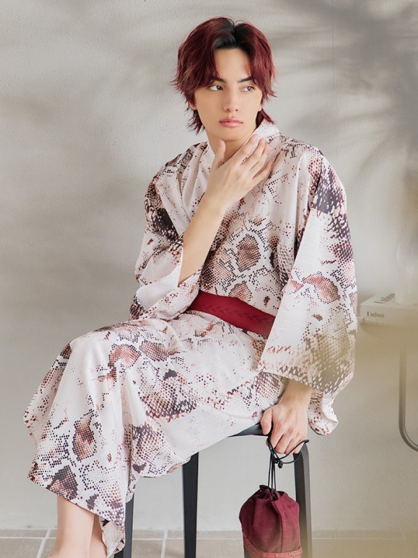 画像6: 【即日発送！】【メンズ浴衣】パイソン柄浴衣【浴衣３点セット 浴衣/帯/下駄】[YMT] (6)