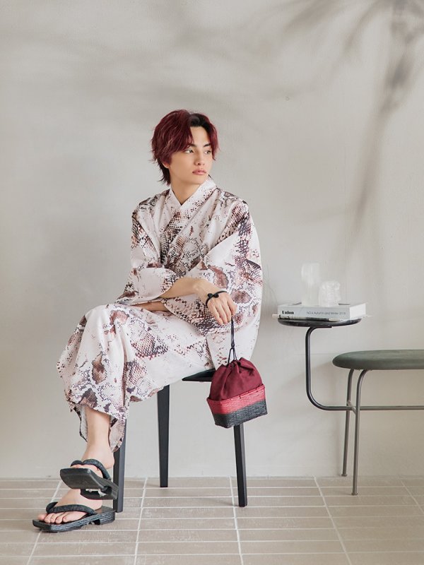 画像9: 【即日発送！】【メンズ浴衣】パイソン柄浴衣【浴衣３点セット 浴衣/帯/下駄】[YMT] (9)