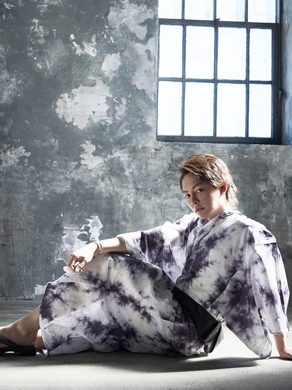 画像6: 【即日発送】【浴衣セット】タイダイ柄メンズ浴衣【浴衣３点セット 浴衣/帯/下駄】[YMT] (6)