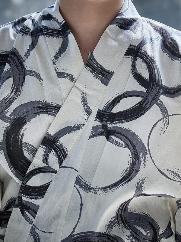 画像6: 【即日発送】【メンズ浴衣】白地に水墨柄【浴衣３点セット 浴衣/帯/下駄】[YMT] (6)