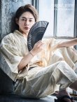 画像2: 【即日発送】【メンズ浴衣】ベージュ麻の葉柄【浴衣３点セット 浴衣/帯/下駄】[FB03] (2)