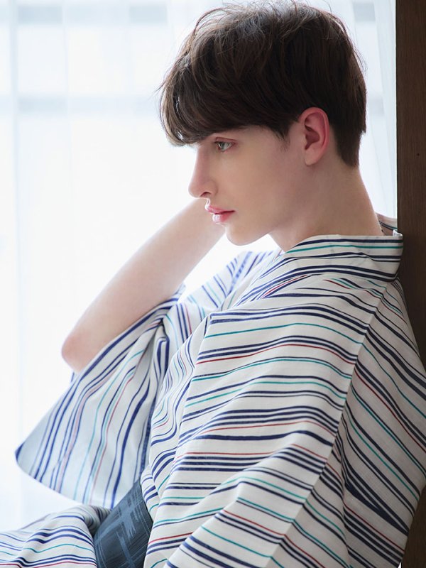 画像13: 【即日発送】【メンズ浴衣】白地にスタイリッシュなストライプ紳士浴衣【浴衣３点セット 浴衣/帯/下駄】[YMT] (13)