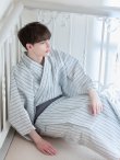 画像9: 【即日発送】【メンズ浴衣】清涼感あふれるしじら織ストライプ紳士浴衣【浴衣３点セット 浴衣/帯/下駄】（OBI-MS-001-ok-3-GY）[YMT] (9)