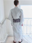 画像5: 【即日発送】【メンズ浴衣】清涼感あふれるしじら織ストライプ紳士浴衣【浴衣３点セット 浴衣/帯/下駄】（OBI-MS-001-ok-3-GY）[YMT] (5)