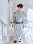 画像7: 【即日発送】【メンズ浴衣】清涼感あふれるしじら織ストライプ紳士浴衣【浴衣３点セット 浴衣/帯/下駄】（OBI-MS-001-ok-3-GY）[YMT] (7)