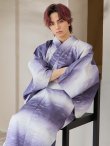 画像11: 【即日発送】【メンズ浴衣】濃淡紫地にボーダーデザインの紳士浴衣【浴衣３点セット 浴衣/帯/下駄】[FB03] (11)