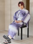 画像5: 【即日発送】【メンズ浴衣】濃淡紫地にボーダーデザインの紳士浴衣【浴衣３点セット 浴衣/帯/下駄】[FB03] (5)