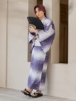 画像8: 【即日発送】【メンズ浴衣】濃淡紫地にボーダーデザインの紳士浴衣【浴衣３点セット 浴衣/帯/下駄】[FB03] (8)