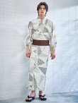 画像4: 【即日発送】【メンズ浴衣】カーキグリーン幾何学的模様浴衣 OBI-MS-002-wk-4-WR /  GETA-MS-32-ok-1-B/ [/YMT] (4)
