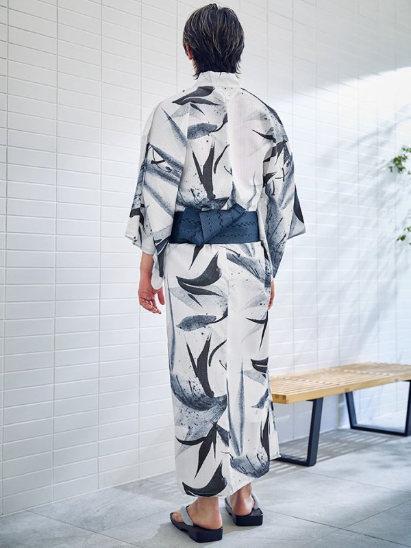 画像11: 【即日発送】【メンズ浴衣】水墨デザイン紳士浴衣 【浴衣３点セット 浴衣/帯/下駄】[YMT] (11)