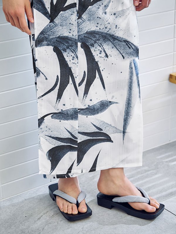 画像13: 【即日発送】【メンズ浴衣】水墨デザイン紳士浴衣 【浴衣３点セット 浴衣/帯/下駄】[YMT] (13)