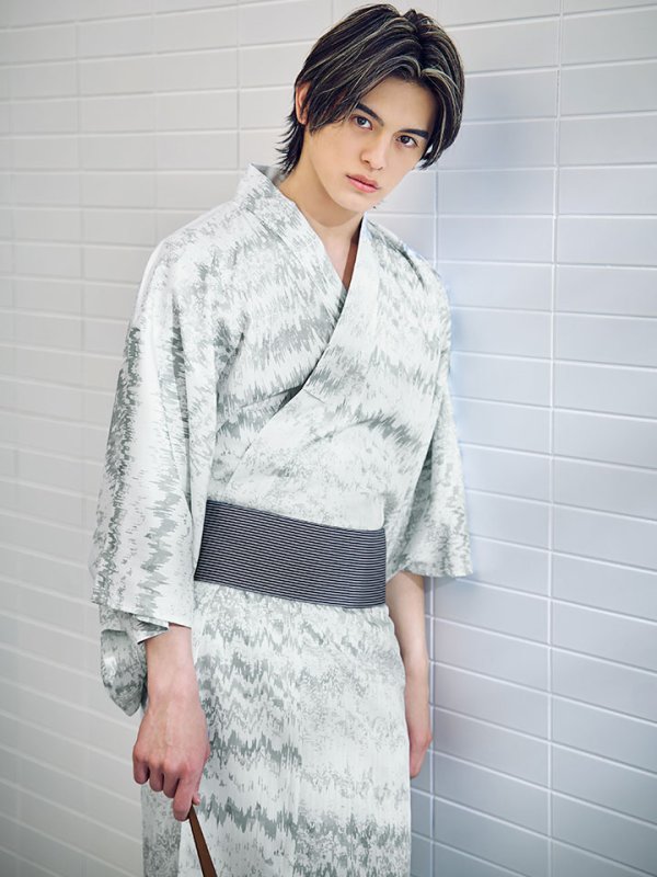 画像10: 【即日発送】【メンズ浴衣】グレイッシュニュアンス紳士浴衣 【浴衣３点セット 浴衣/帯/下駄】[YMT] (10)