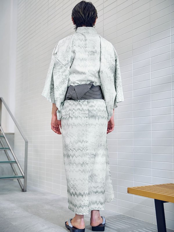 画像12: 【即日発送】【メンズ浴衣】グレイッシュニュアンス紳士浴衣 【浴衣３点セット 浴衣/帯/下駄】[YMT] (12)