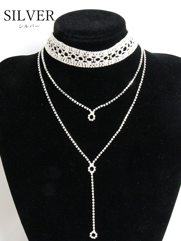 画像2: 【アクセサリー:ネックレス】【Angel R/エンジェルアール】ボリュームチョーカーダブルチェーンネックレス【OF02】 (2)