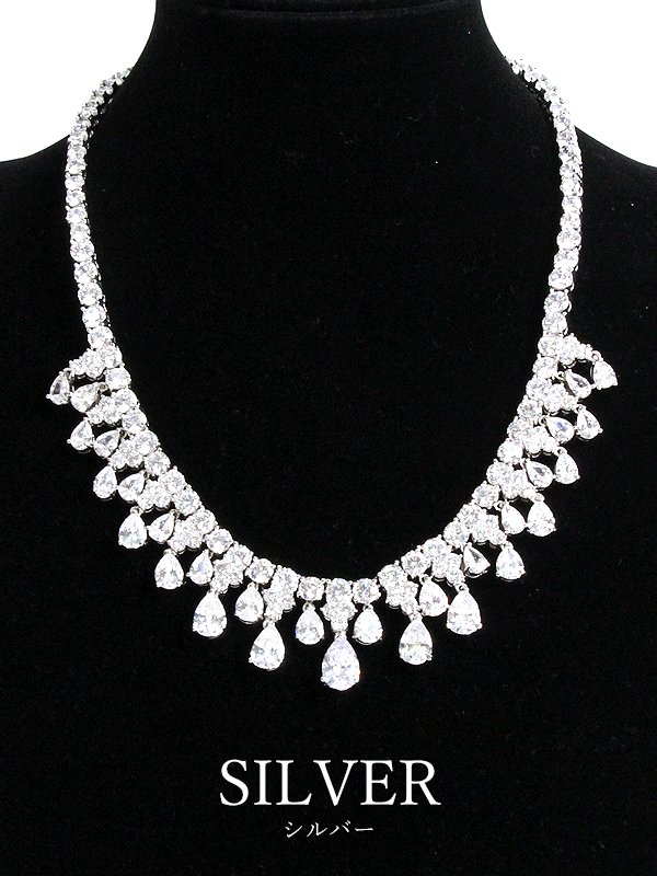 画像2: 【アクセサリー:セット】【Angel R/エンジェルアール】ラインビッグストーンネックレス&ピアスセット (2)