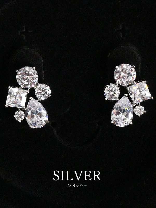 画像3: 【アクセサリー:セット】【Angel R/エンジェルアール】ラインビッグストーンネックレス&ピアスセット (3)