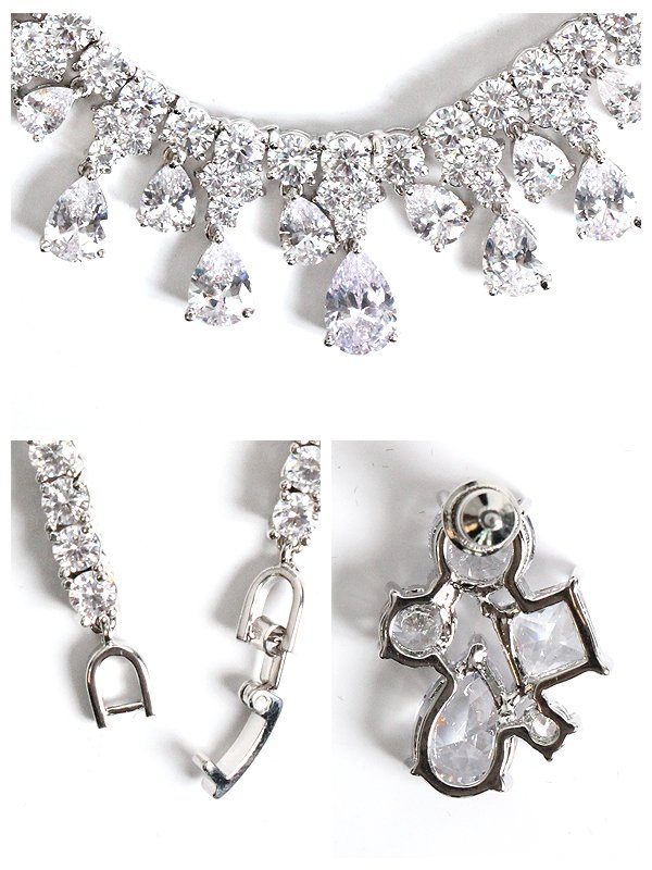 画像4: 【アクセサリー:セット】【Angel R/エンジェルアール】ラインビッグストーンネックレス&ピアスセット (4)