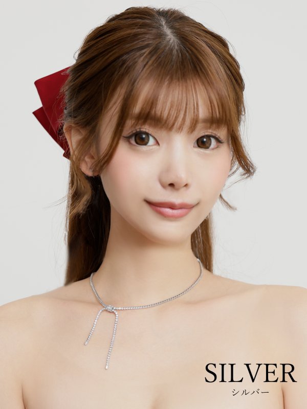 画像2: 【アクセサリー：ネックレス】【ANGEL R/エンジェルアール】シンプルビジューラインネックレス[OF02] (2)