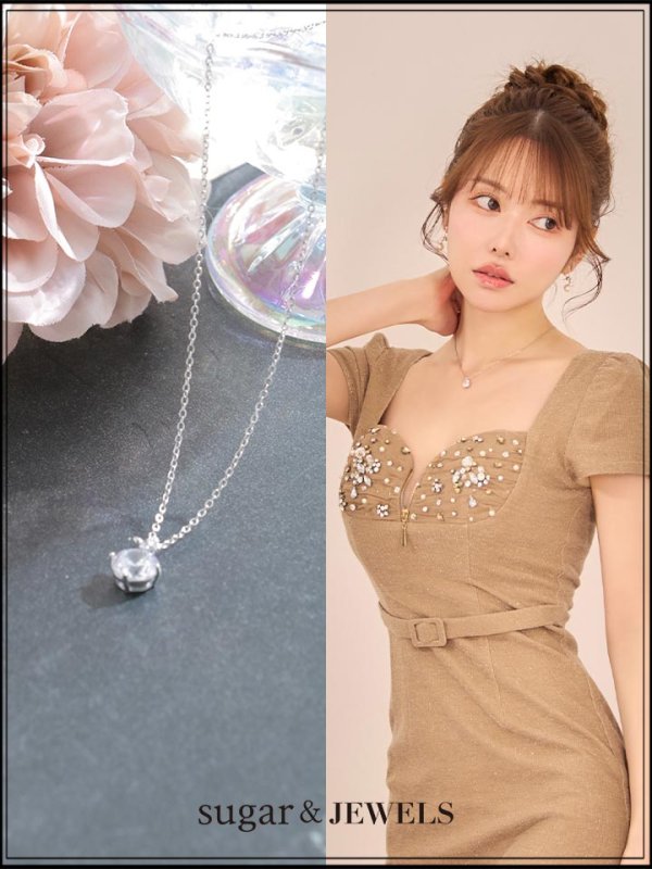 画像1: 【ネックレス】クリスタルストーンシルバーネックレス【1カラー】[OF02]  (1)