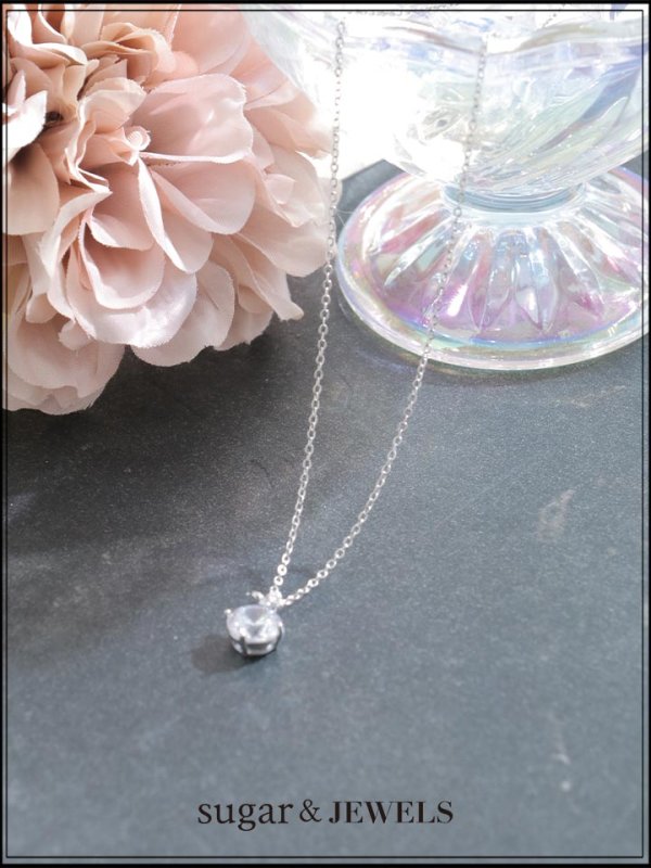 画像2: 【ネックレス】クリスタルストーンシルバーネックレス【1カラー】[OF02]  (2)