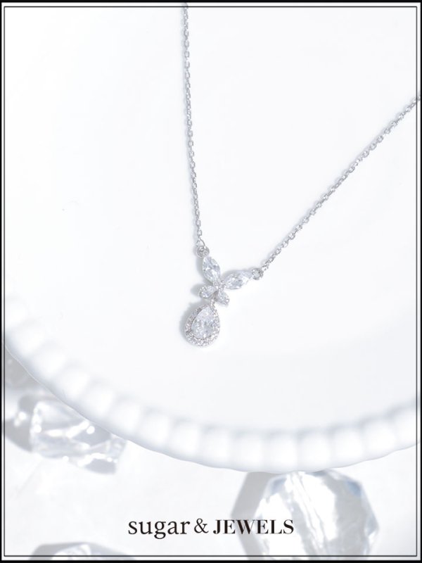 画像1: 【アクセサリー：ネックレス】バタフライドロップビジューネックレス【1カラー】[OF02]【YN】 (1)