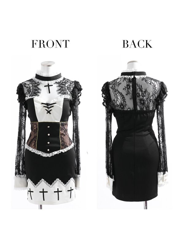 画像13: 【即日発送】桜咲乃愛ちゃんコラボ ゴシックシスターコスプレセット【sugar nineハロウィンコスプレ5点セット】【4サイズ/1カラー】【YMT】 (13)