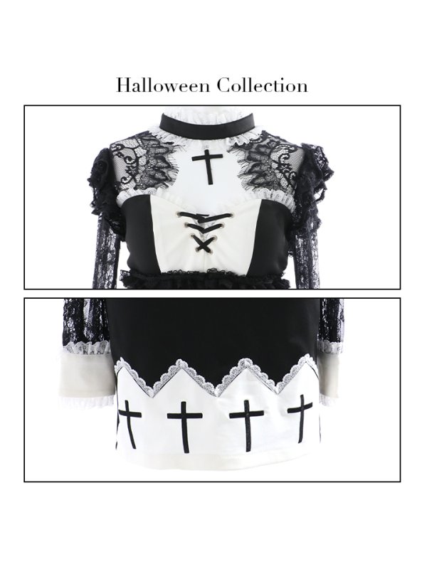 画像14: 【即日発送】桜咲乃愛ちゃんコラボ ゴシックシスターコスプレセット【sugar nineハロウィンコスプレ5点セット】【4サイズ/1カラー】【YMT】 (14)