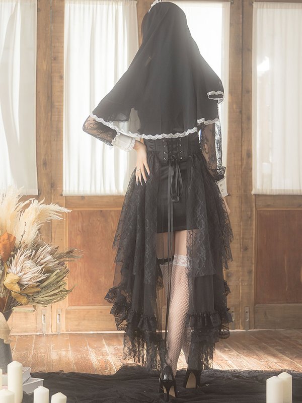 画像6: 【即日発送】桜咲乃愛ちゃんコラボ ゴシックシスターコスプレセット【sugar nineハロウィンコスプレ5点セット】【4サイズ/1カラー】【YMT】 (6)