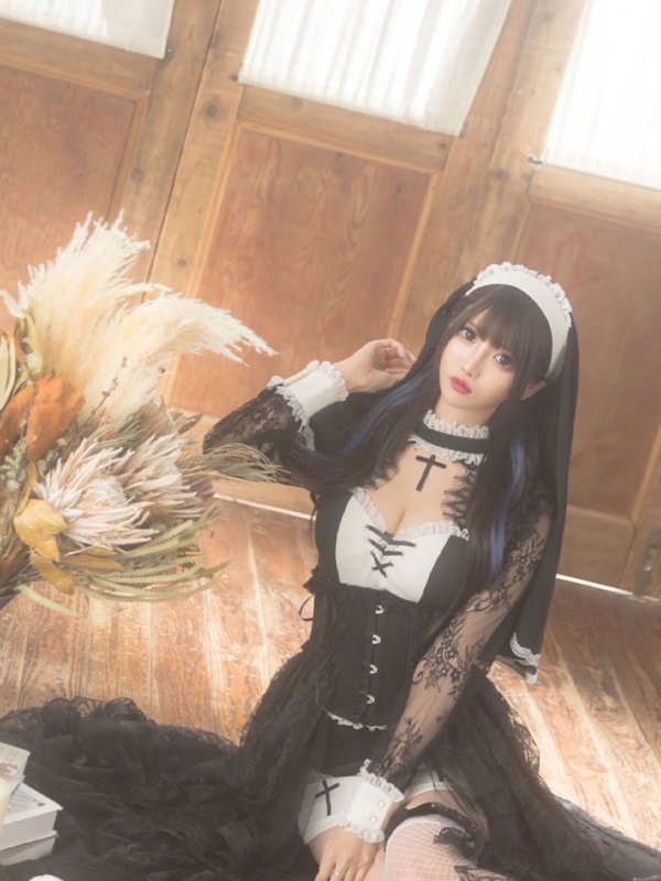 画像10: 【即日発送】桜咲乃愛ちゃんコラボ ゴシックシスターコスプレセット【sugar nineハロウィンコスプレ5点セット】【4サイズ/1カラー】【YMT】 (10)