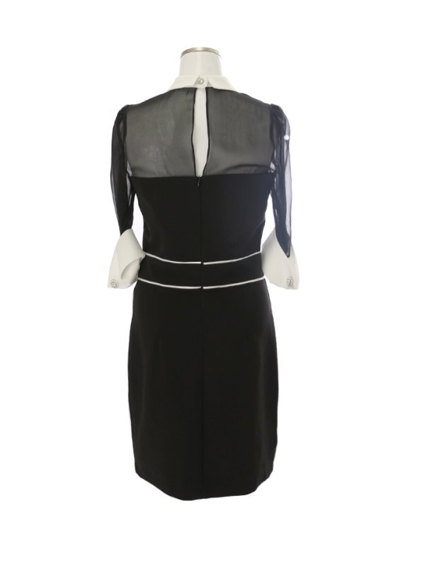 画像2: SALE!【高級ドレスアウトレットセール】襟付き/ ボタンデザイン/ シアーレース/ タイトミニ/ キャバドレス/ミニドレス【AOC】 (2)