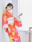 画像10: 【即日発送】【浴衣セール！】リアルフラワー橙色派手カワ浴衣セット【浴衣３点セット浴衣/帯/下駄】 (10)
